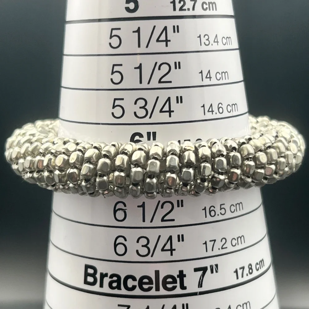 Popcorn Bead Stretch‎ Bracelet OS Silver Excellent